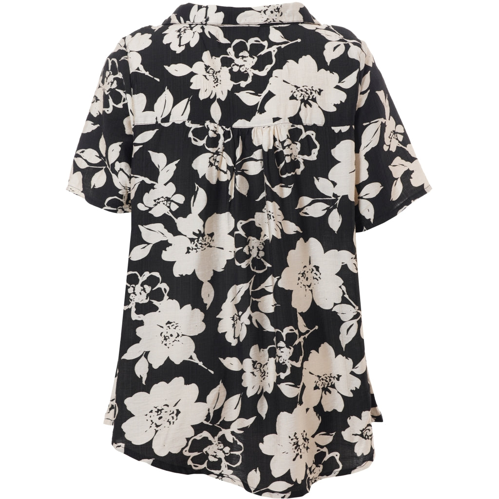 Studio SLonny Blouse Blouse Black with offwhite flower