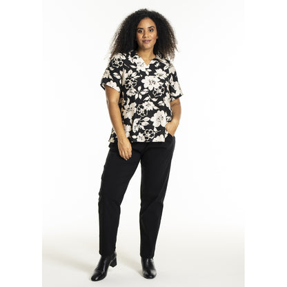 Studio SLonny Blouse Blouse Black with offwhite flower