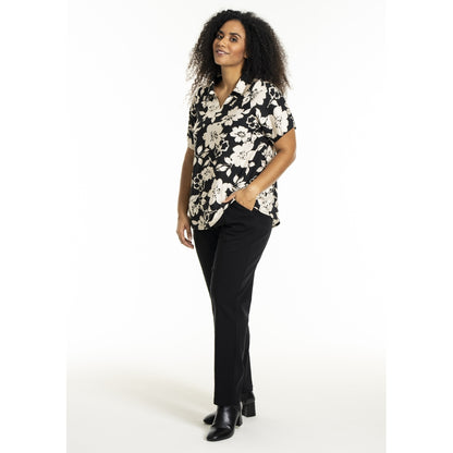 Studio SLonny Blouse Blouse Black with offwhite flower