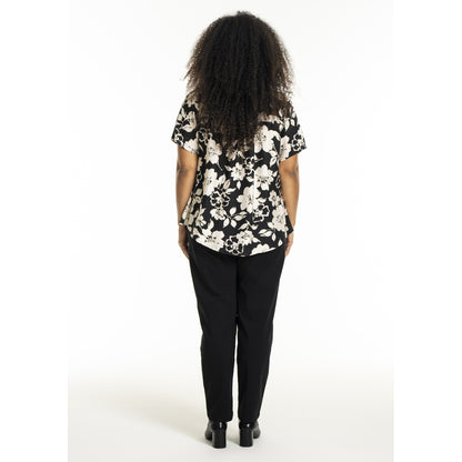 Studio SLonny Blouse Blouse Black with offwhite flower