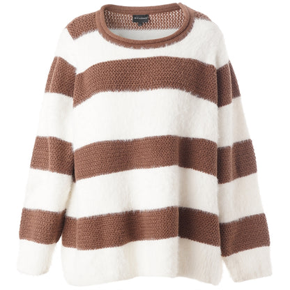 Studio SNoralise Sweater with stripes Sweater Brown/White stripe