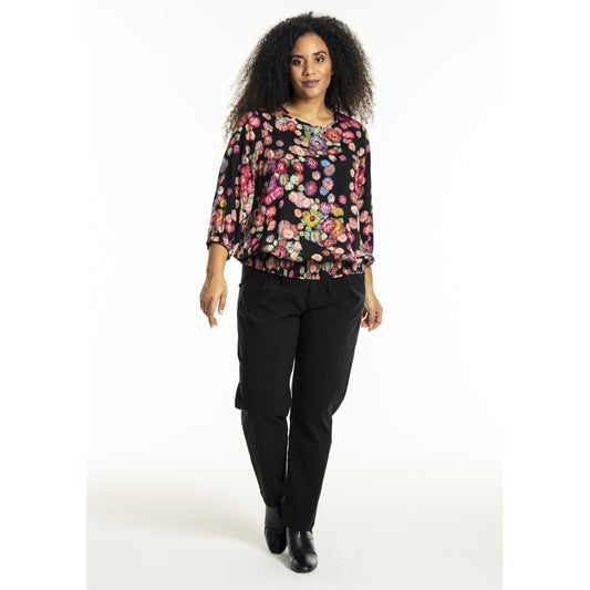 Studio SPamela Blouse Blouse Black with multicolor flowers