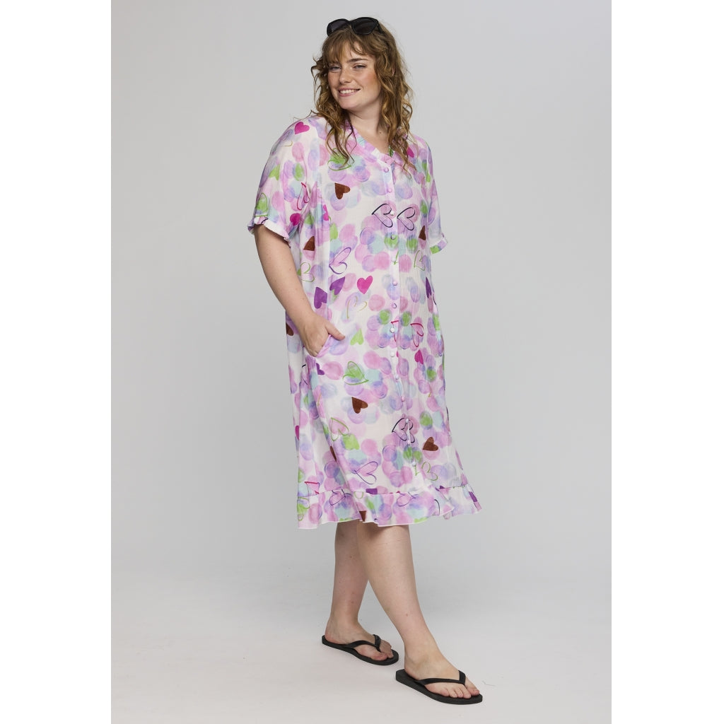 Studio SSally dress Dress White with pink/purple bobles