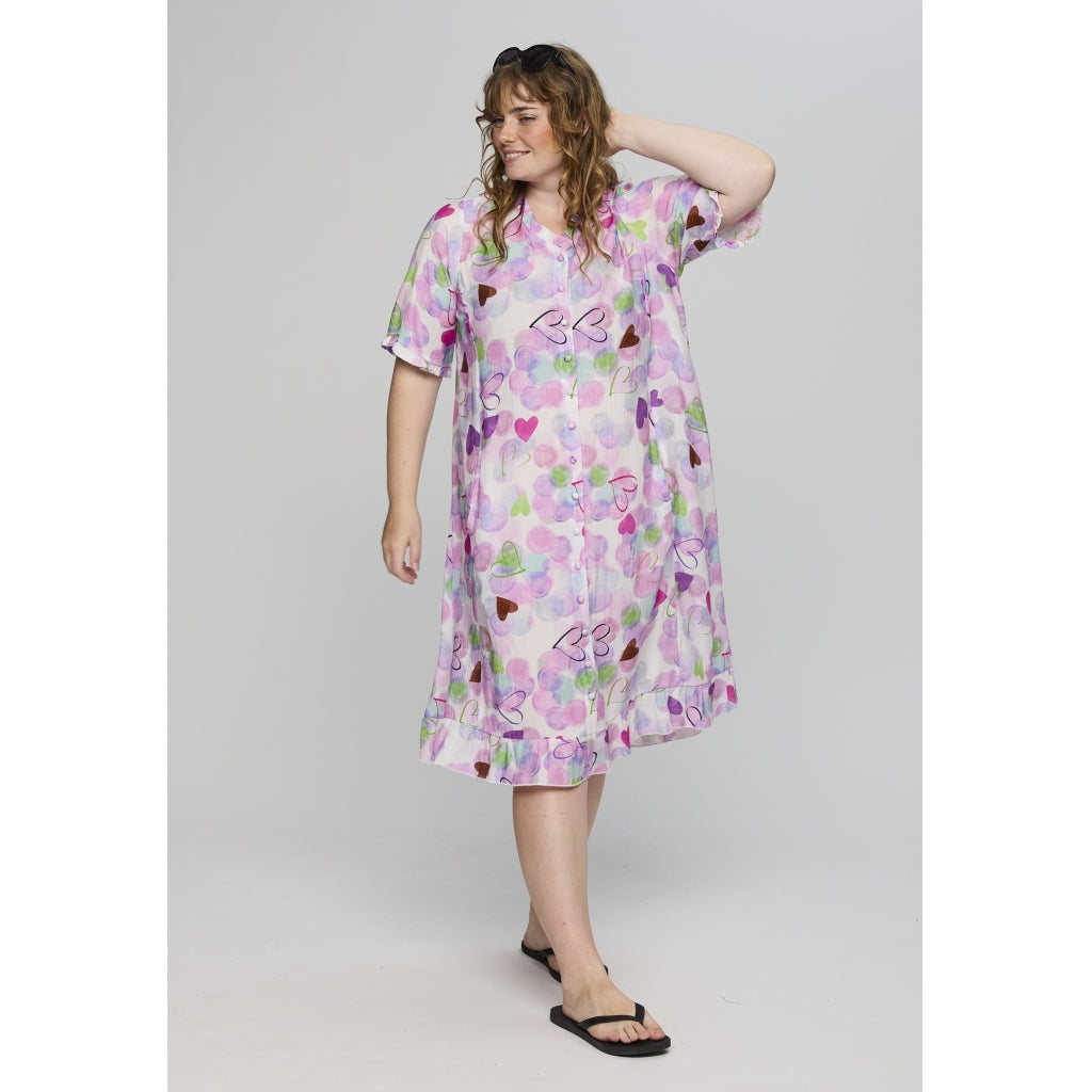 Studio SSally dress Dress White with pink/purple bobles