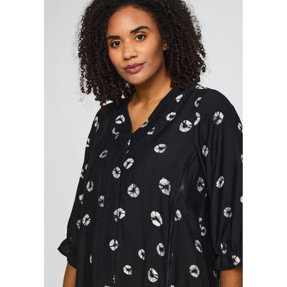 Studio SSaphina Dress with long side zipper Dress Black with circle deco