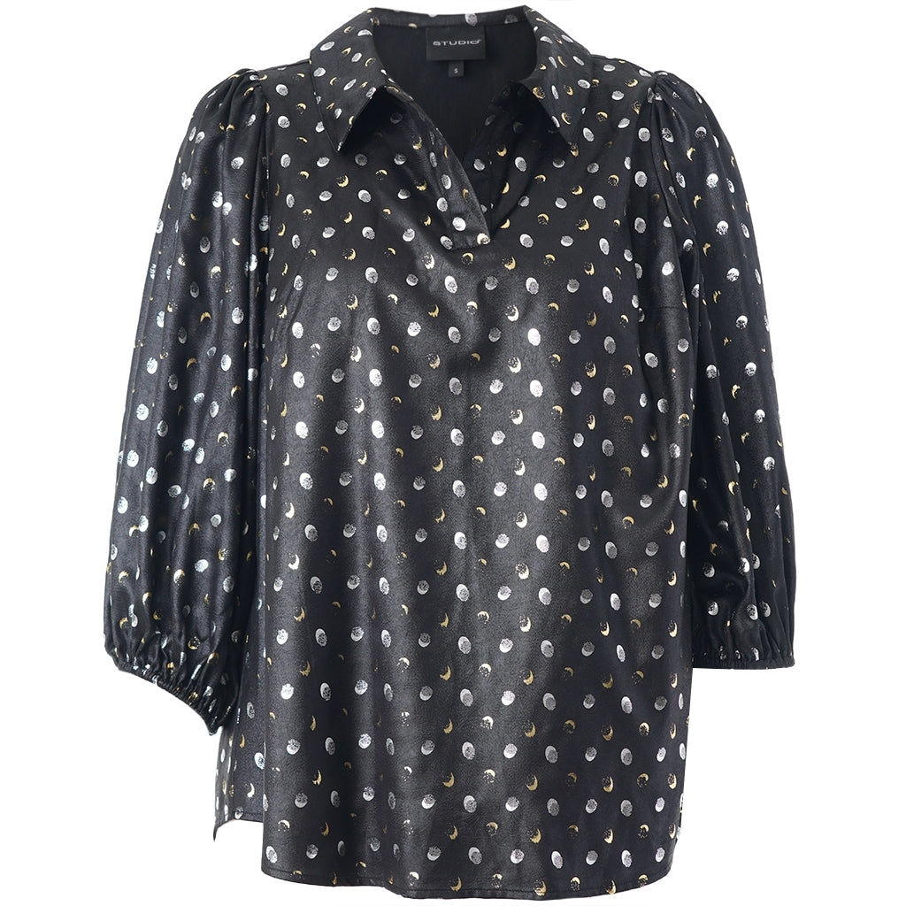 Studio STiff Shirt Shirt Black with silver/gold dots