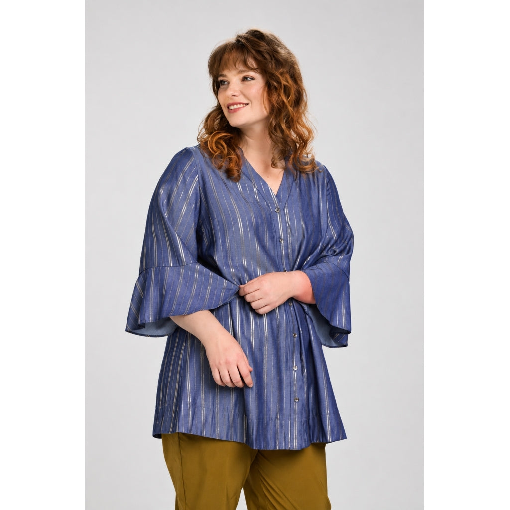 Studio STove Shirt with gold stripes Shirt Blue denim with gold stripes