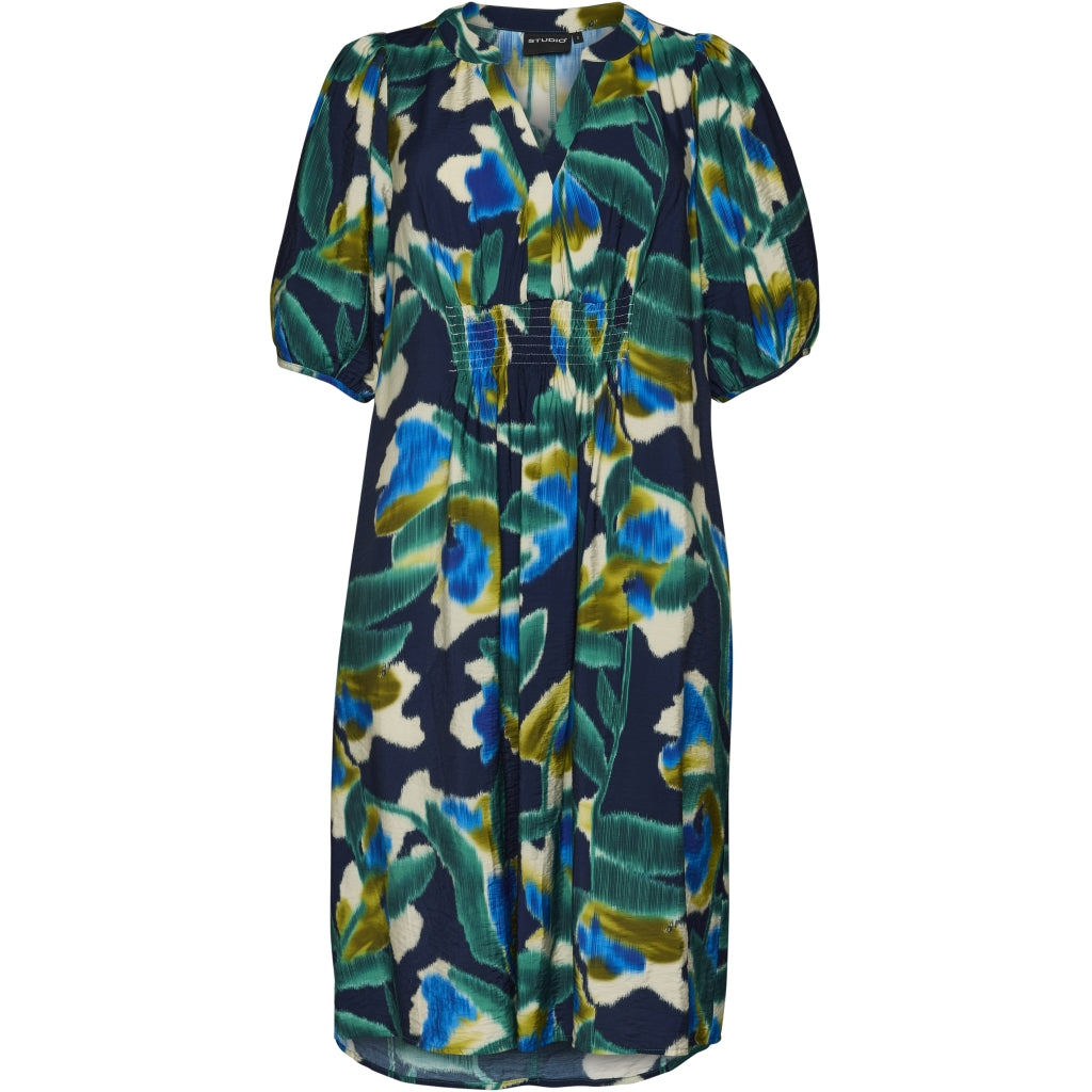 Studio SVera Dress with smock Dress Blue green print