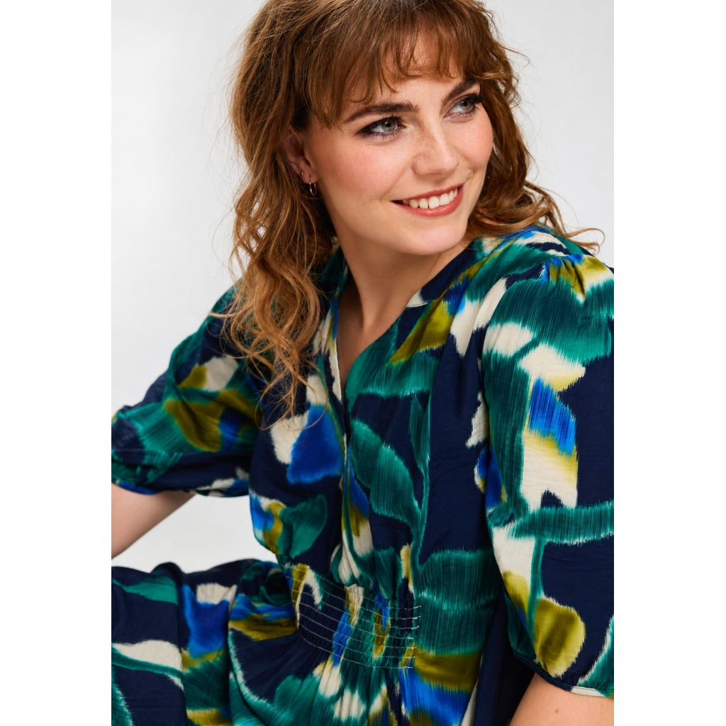 Studio SVera Dress with smock Dress Blue green print