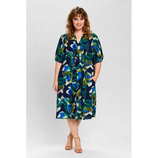 Studio SVera Dress with smock Dress Blue green print
