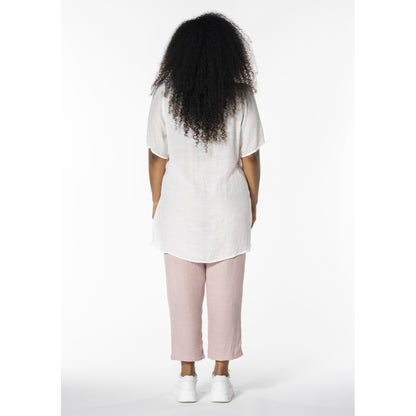 Studio Skatty Tunic Tunic White + pink stitch flower