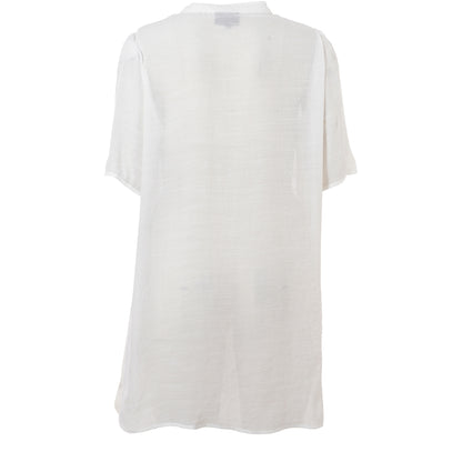 Studio Skatty Tunic Tunic White + pink stitch flower