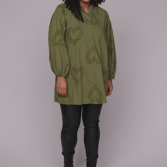 Studio SAria Tunic with hearts Tunic Green